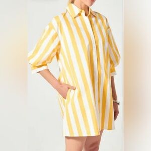 English Factory Yellow and White Striped Long Sleeve Dress